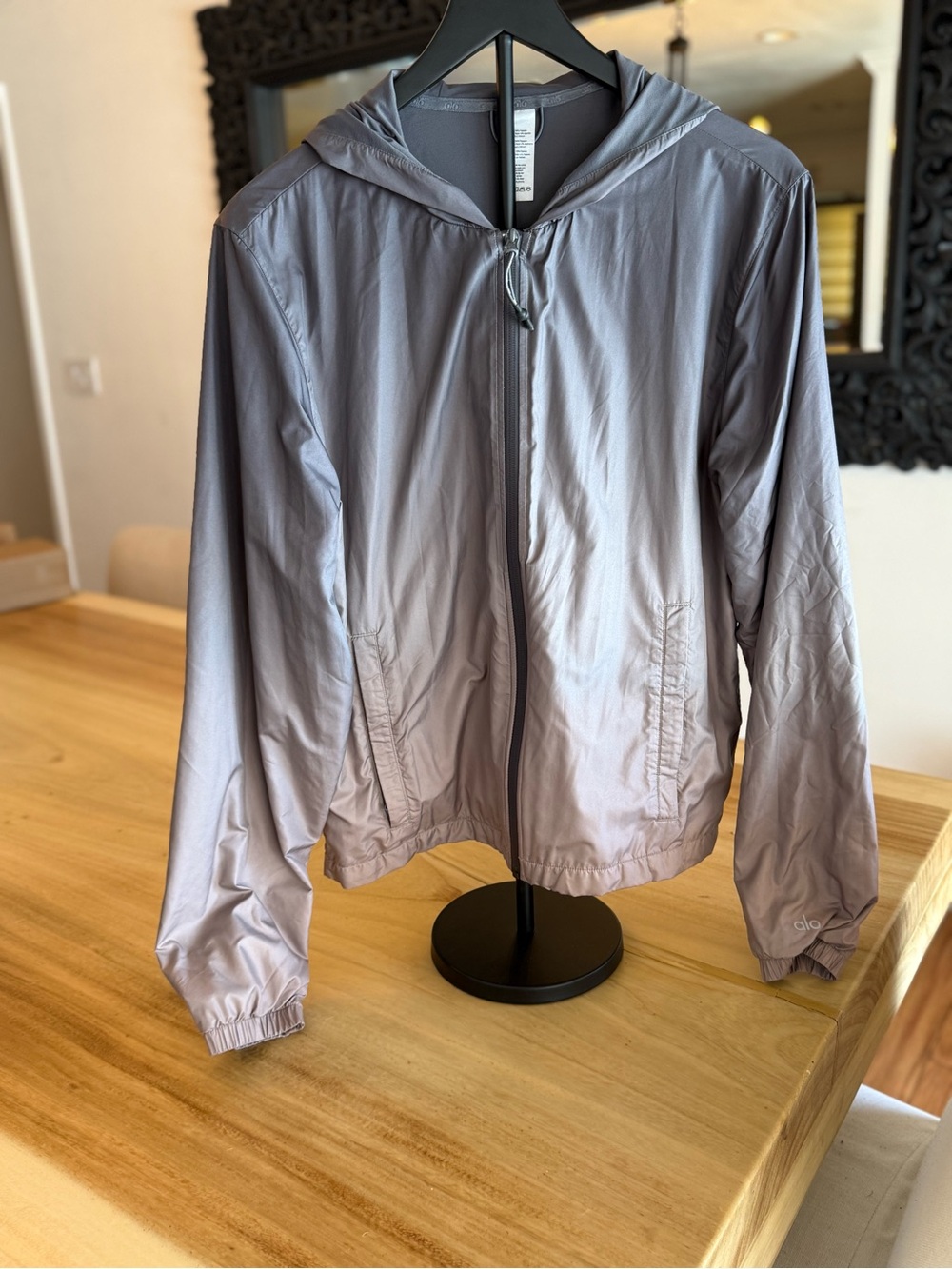ALO Yoga Lightweight Hooded Utility Jacket in Light Gray